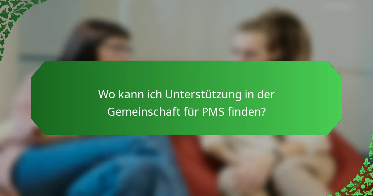 Wo kann ich Unterstützung in der Gemeinschaft für PMS finden?